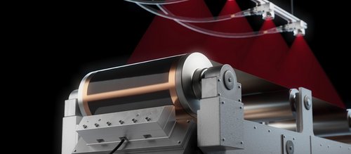 Closeup of the electrodes roll for lithium-ion batteries by Laserline diode lasers